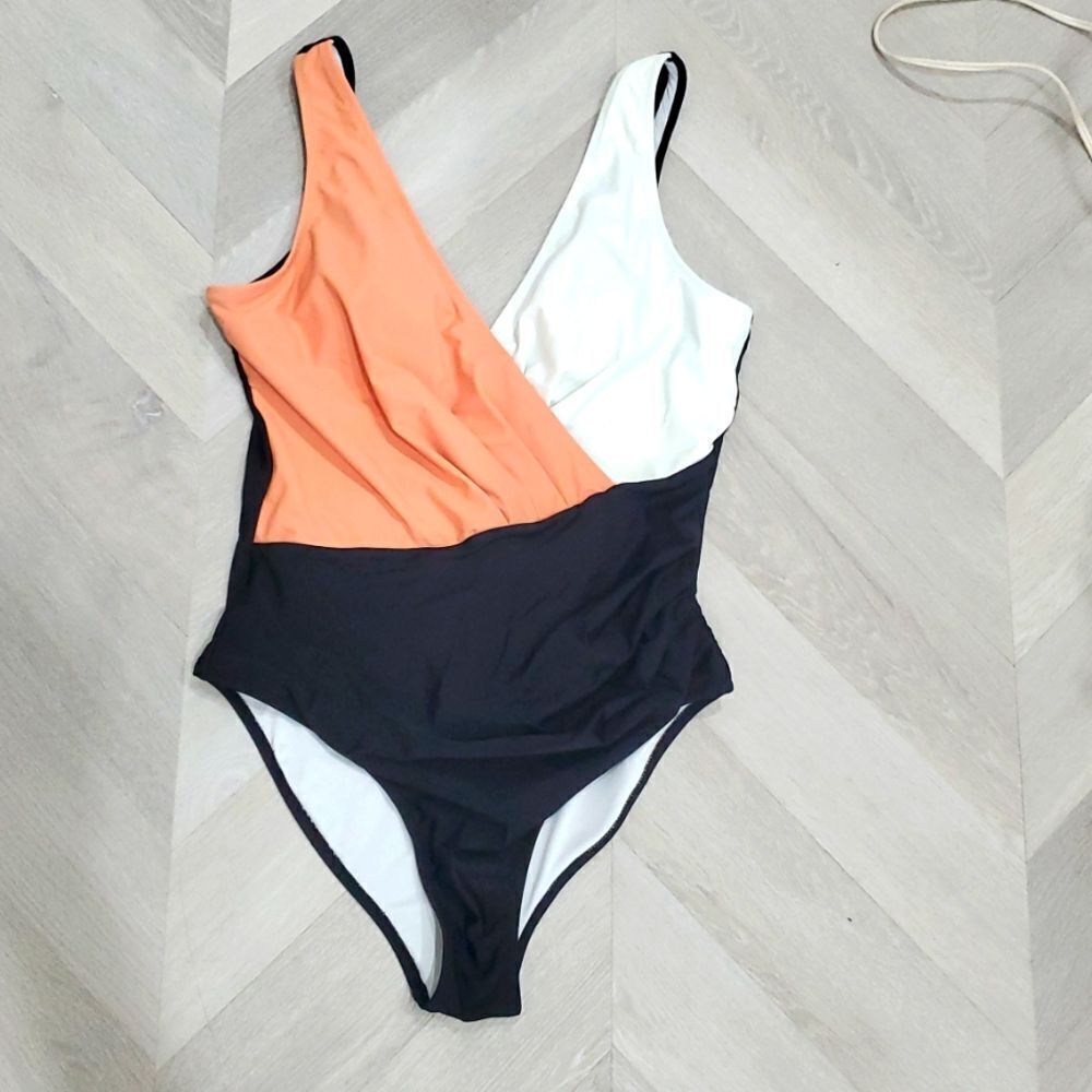 Cupshe Live Life On The Beach , Color Block Bathing Suit , Size Large